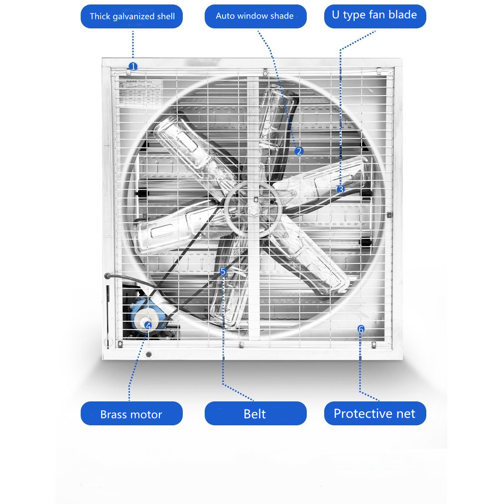 Jiatianxia Model 900 Wall Mounting Flow Flow Flow 370W 27000m3 / h Pengudaraan Industri Pengudaraan Industri